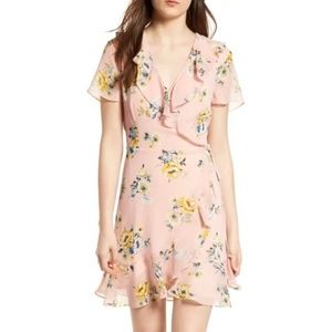 Lush Blousy Ruffle lightweight chiffon wrap dress